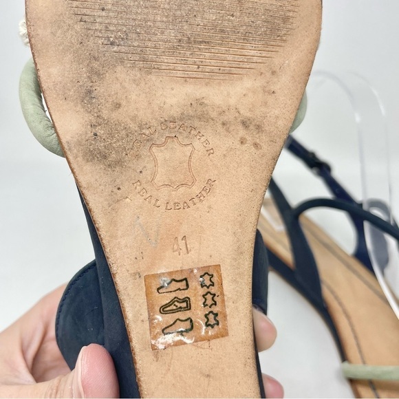 Radley London Navy Braided Leather Tube Strap Mini Wedge Sandals Size 41 - Picture 9 of 10